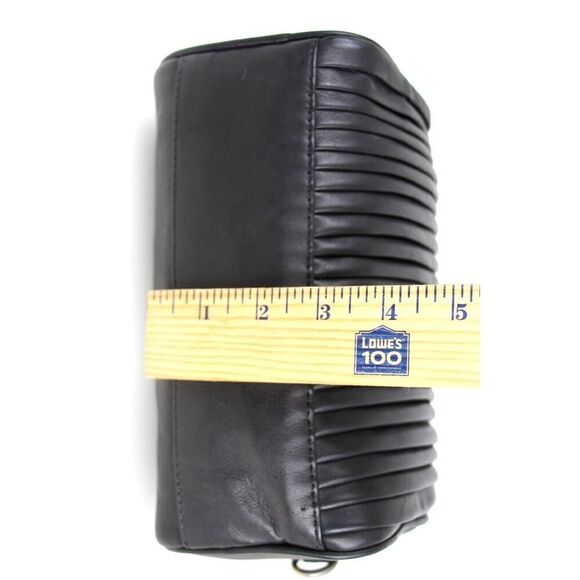 Topshop BLACK GENUINE LEATHER RUFFLE ZIP TOP HOBO SHOULDER BAG HANDBAG PURSE - Picture 11 of 14